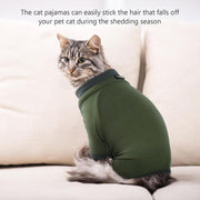 Sticky Cat Clothes Stretchy, Onesie Pajamas for Cats Only,Green M