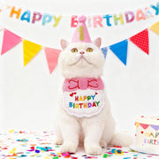 Reusable Cat Birthday Decorations Set - Adjustable Cat Birthday Hat & Bandana with Age Numbers | Kitty Celebration Kit for Memorable Milestones（Pink）