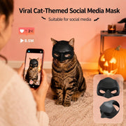 Cat Bat Mask, Funny Cat Helmet & Cat Hat Cosplay Costume, Adjustable Pet Mask for Halloween, Party, Photo Props, Lightweight Comfortable Cat Costume Accessories for Cats & Small Pets（Black
