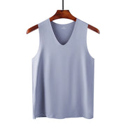 Summer Men'S Non-Marking Ice Silk Undershirt Men'S Slim Sports Fitness Cross-Body Bottoming Sleeveless Breathable Comfortable