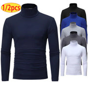 1/2Pcs Autumn Winter Men'S High Neck T-Shirt Slim Fit Fashion High Elastic Long Sleeve Casual Breathable Apparel Pullover