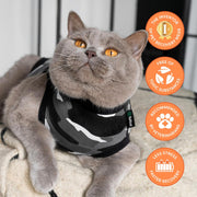 Recovery Suit for Cats | Spay and Neutering Cat Surgery Recovery Suit for Male or Female | Soft Fabric for Skin Conditions | 2XS | Neck to Tail 13.0” - 16.5” | Black Camouflage
