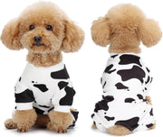 Adorable Cow Print Dog Pajamas – Lightweight, Cozy Four-Legged Outfit for Small to Large Dogs and Cats, Soft and Snuggly Pet Wear for Everyday Comfort and Cuteness.Xs