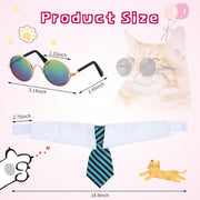 8 Pcs Dog Tie & Glasses Set for Small Dogs Cats, Classic Colors