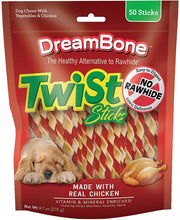 Twist Sticks Rawhide-Free Dog Treats with Real Protein, 50 Count