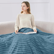 Ribbed Blue Throw Blanket for Couch, 50"X60"