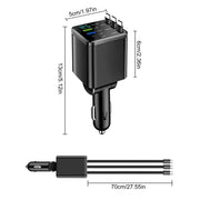 7-In-1 Retractable Car Charger Fast Charging Car Adapter with Digital Display 2 USB Ports 2 Type-C Ports 3 Cables Power Supply F