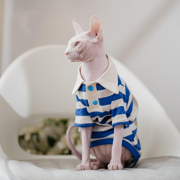 Sphynx Cat Shirt Cotton Hairless Polo T-Shirt with Sleeves Pullover Clothes