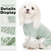 Blue Striped Dog Pajamas: 4-Legged Cotton Stretchable Jumpsuit Pjs - Lightweight Cozy Puppy Onesie Clothes, Comfortable Pet Sleepwear for Hair Shedding Coverage M