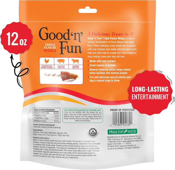 Wings Long-Lasting Dog Treat Made with Real Protein, 12 Oz