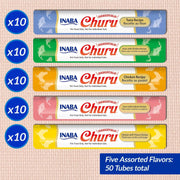 Churu Cat Treats, Lickable, Squeezable Creamy Purée Cat Treat with Green Tea Extract & Taurine, 0.5 Ounces Each Tube, 50 Tubes, Tuna & Chicken Variety