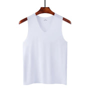 Summer Men'S Non-Marking Ice Silk Undershirt Men'S Slim Sports Fitness Cross-Body Bottoming Sleeveless Breathable Comfortable