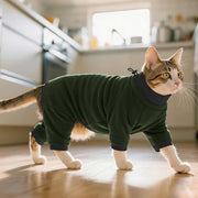 Sticky Hair Cat Clothes, Prevent Hair Loss Cat Pajamas, Soft Cat Sweaters for Cats Only, Cat Hair Sticky Onesie, Cat Recovery Suit after Surgery, Green, L