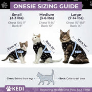 Cat Recovery Suit Female after Spay, Onesie Cone Alternative, Black Large