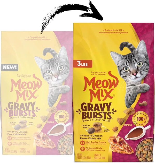 Gravy Bursts Dry Cat Food, 3 Lb Bag