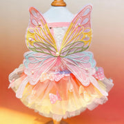 Cute Rainbow Butterfly Dog Dress Cat Princess Dress Pet Wedding Dresses, S